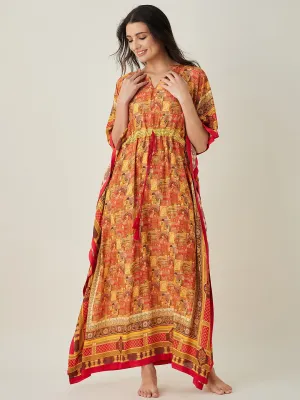 Red Egyptian Printed Kaftan