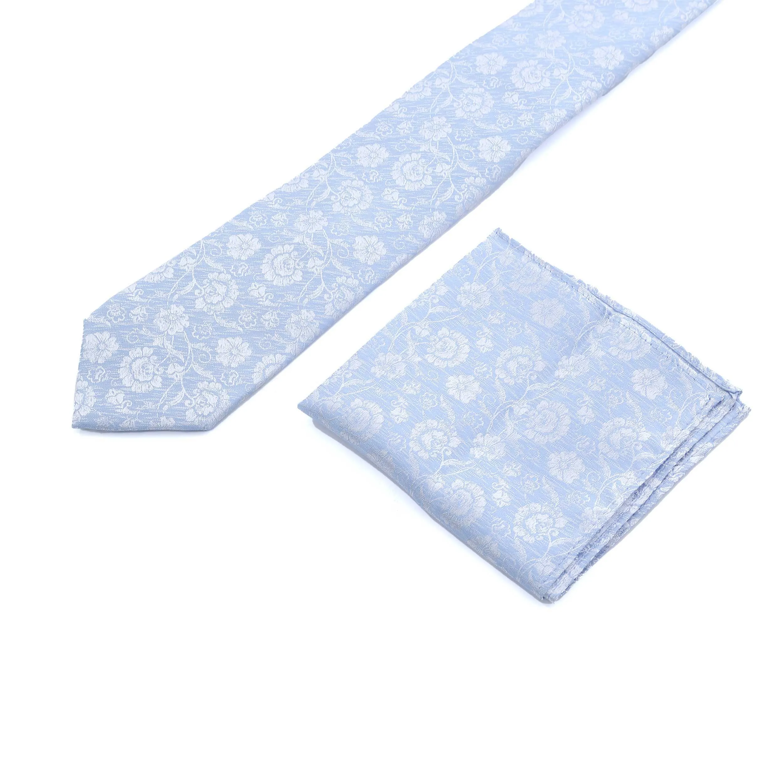 Remus Uomo Brushed Tie & Hank Set in Sky Blue