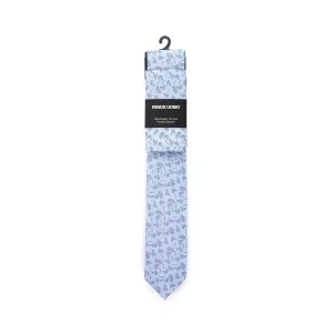 Remus Uomo Floral Tie & Hank Set in Sky Blue