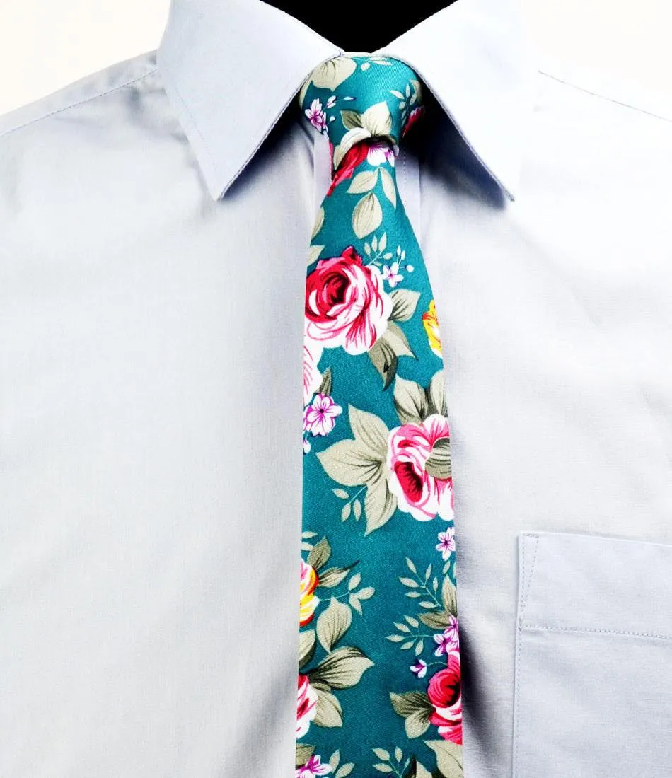 Rich Sea Green Floral Neck Tie