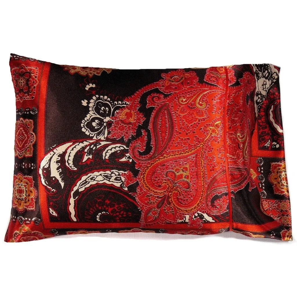 Rust, Orange Paisley Travel Pillow. Made by A Touch of Satin in USA.