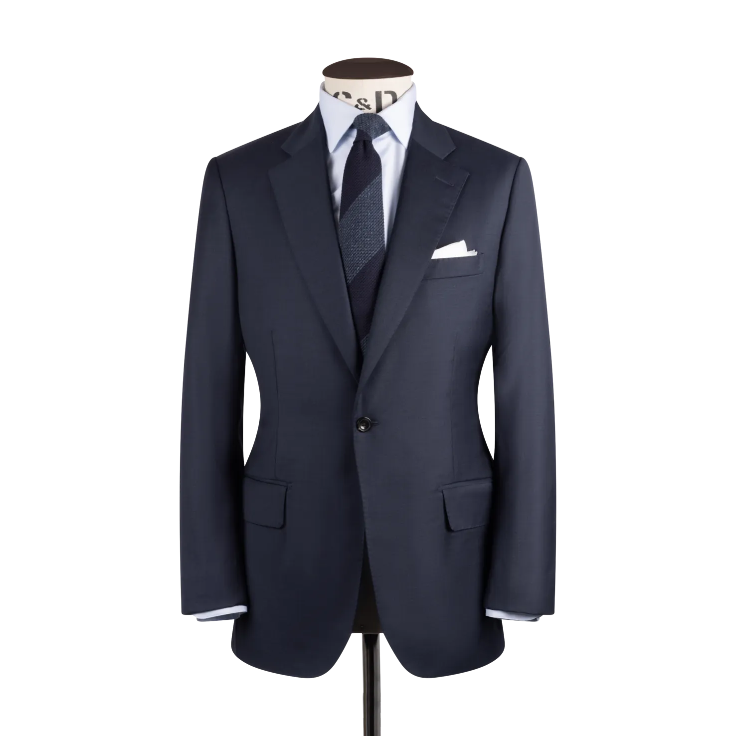 Single Breasted Classic Notch Suit in Navy Hopsack