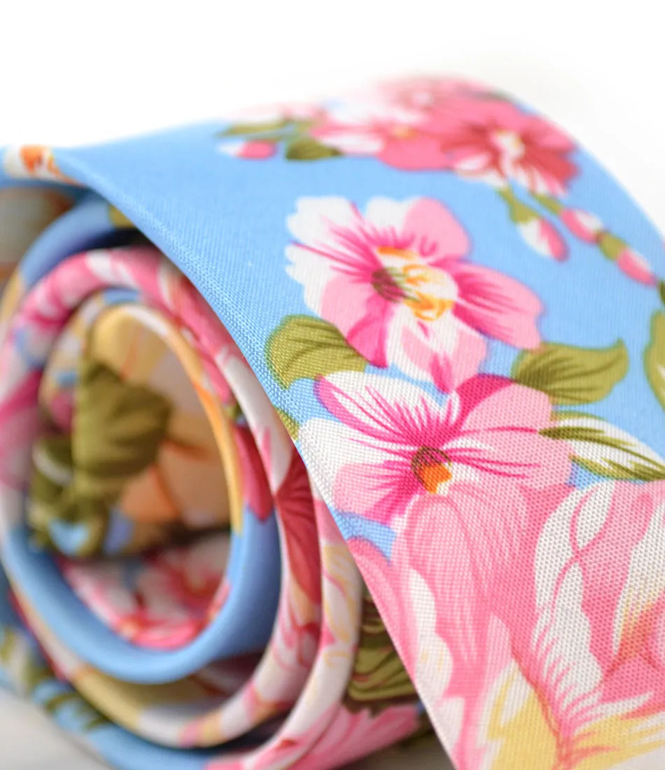 Sky Blue Floral Neck Tie