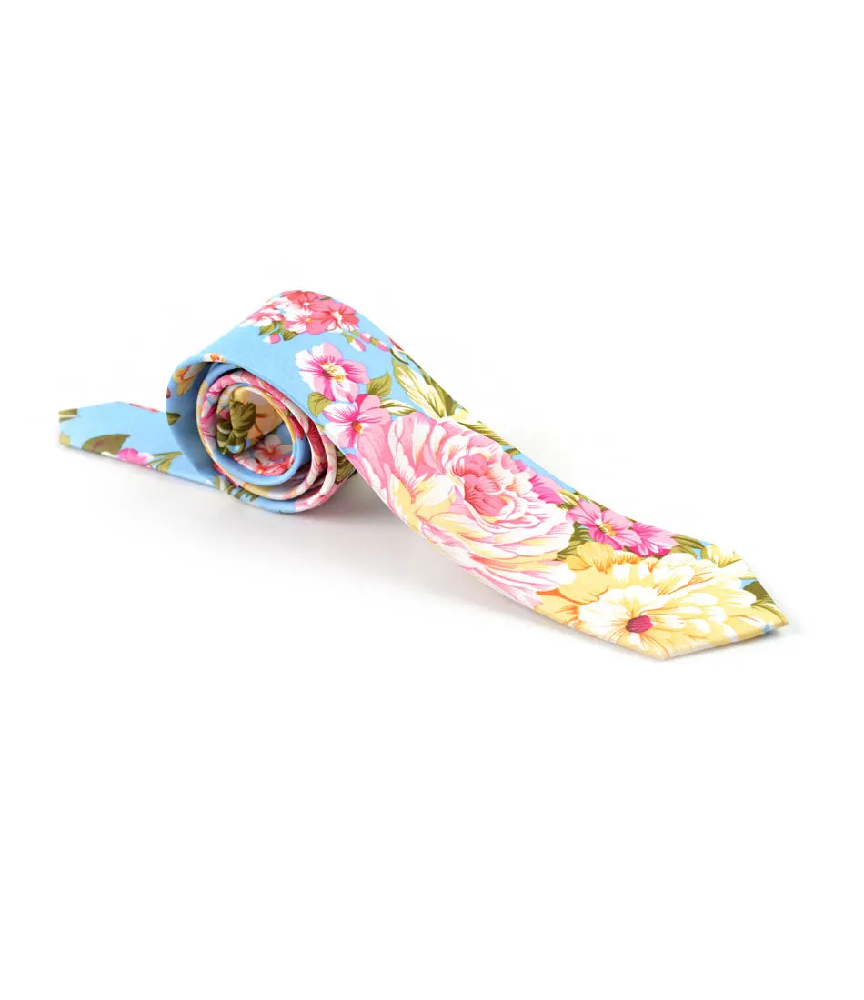 Sky Blue Floral Neck Tie