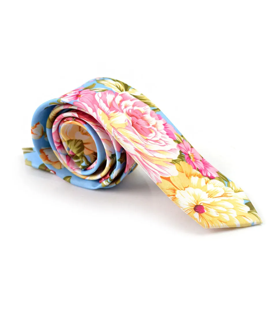 Sky Blue Floral Neck Tie