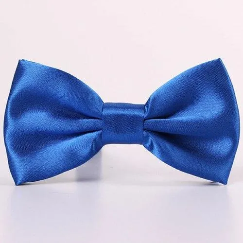 Stylish Candy Color Double-Deck Satin Bow Tie For Men - Sapphire Blue