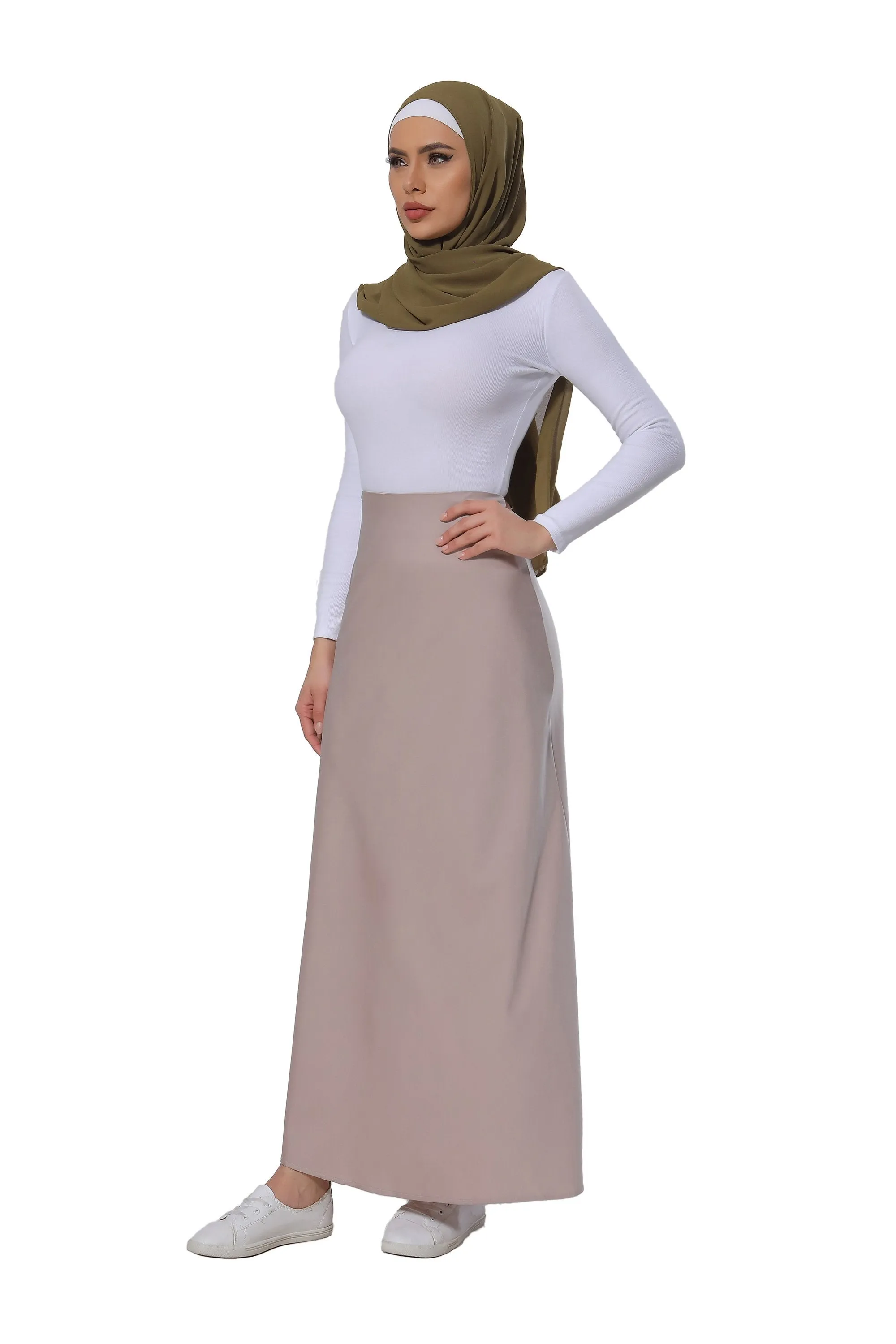 Taupe Satin Maxi Skirt