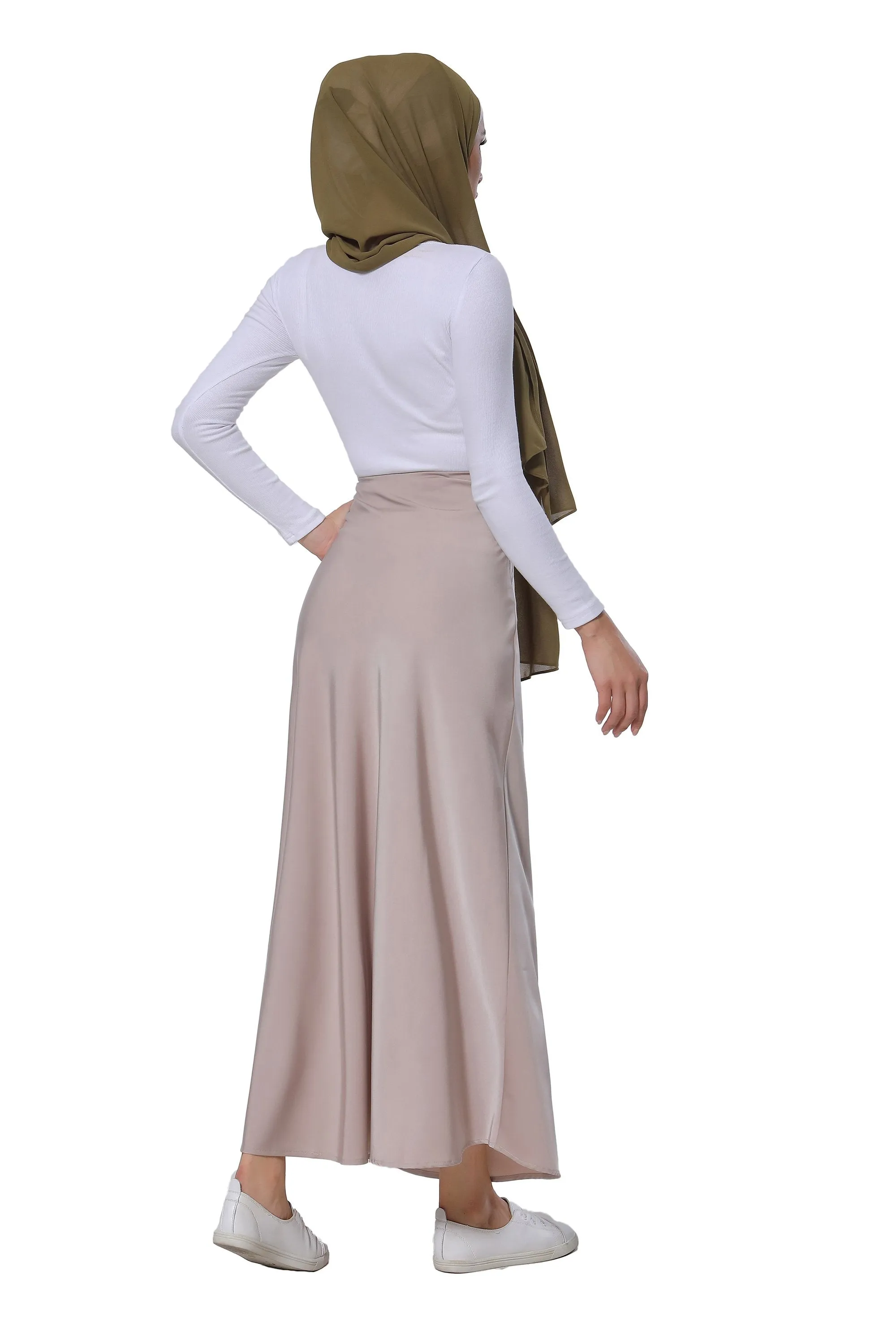 Taupe Satin Maxi Skirt