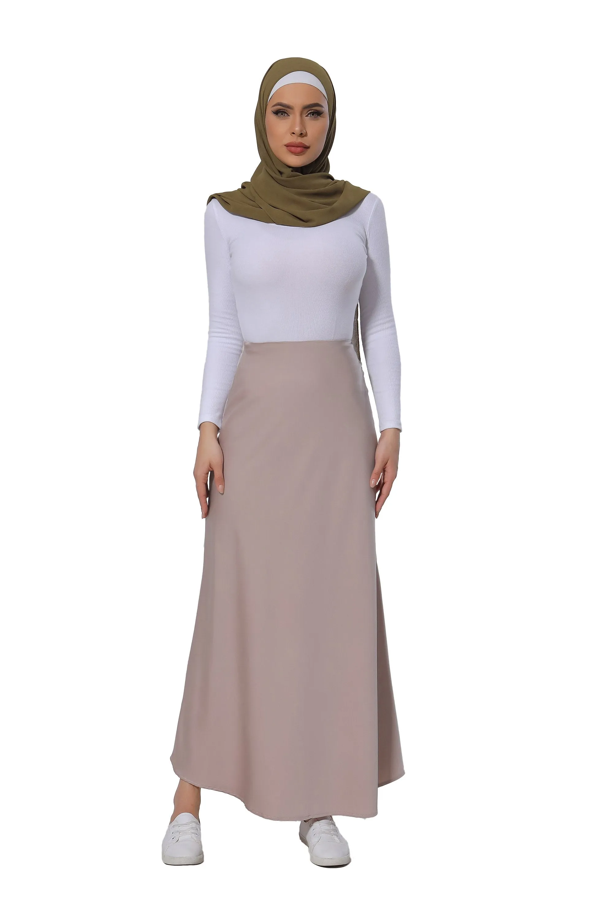 Taupe Satin Maxi Skirt