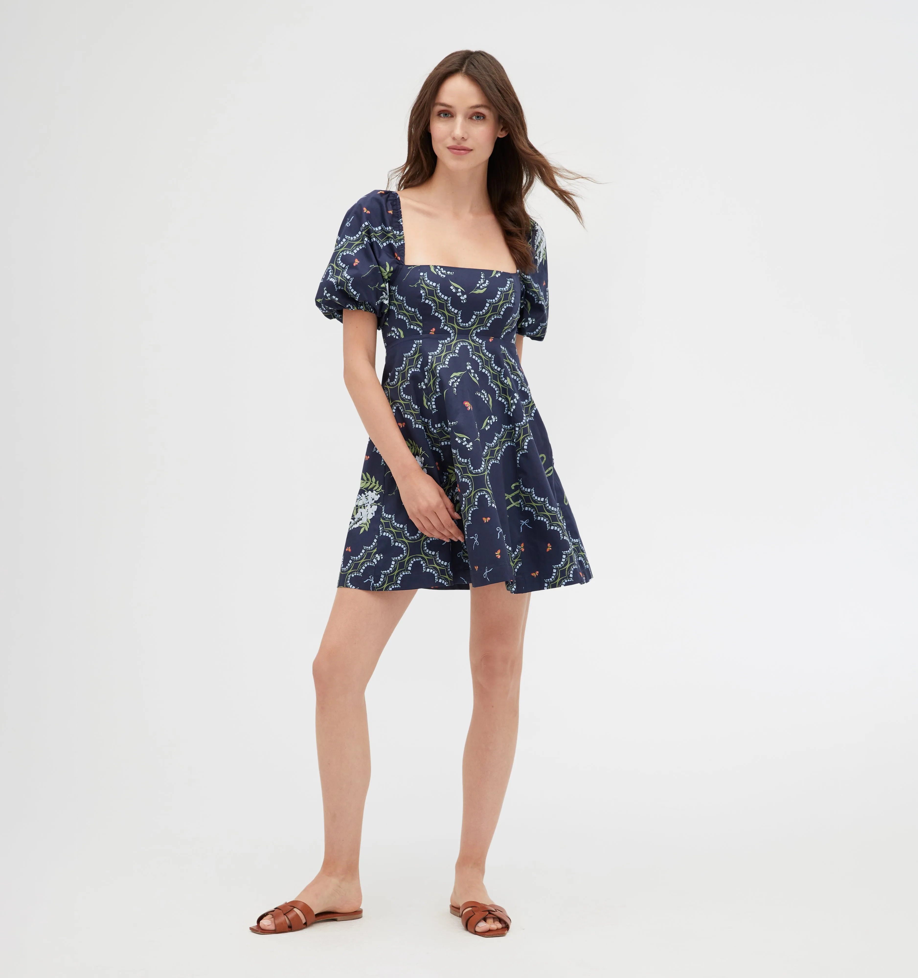 The Matilda Mini Dress - Navy Floral Patchwork