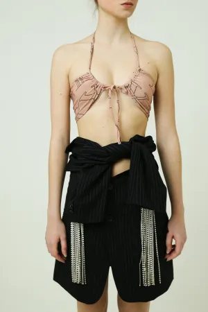 Top bra with thin ties