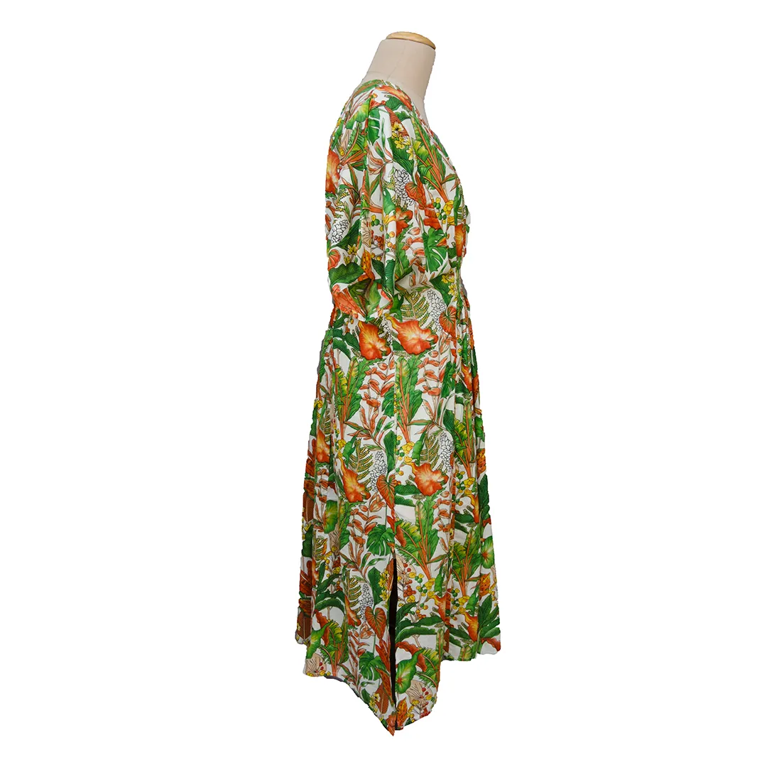 Tropical Orange Cotton Smocked Maxi Dress Size 16-32 P244