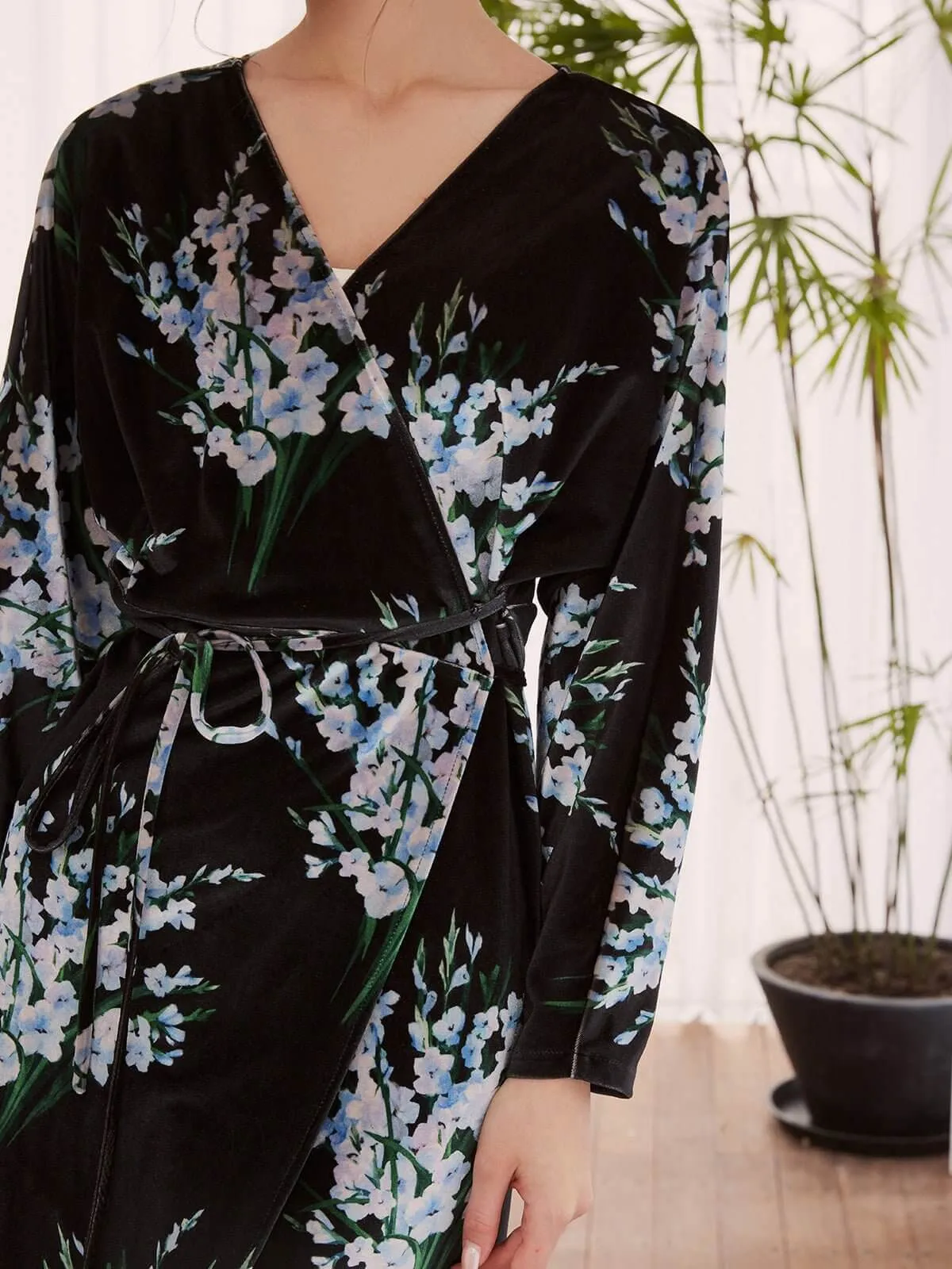 Velvet Dress Floral Black