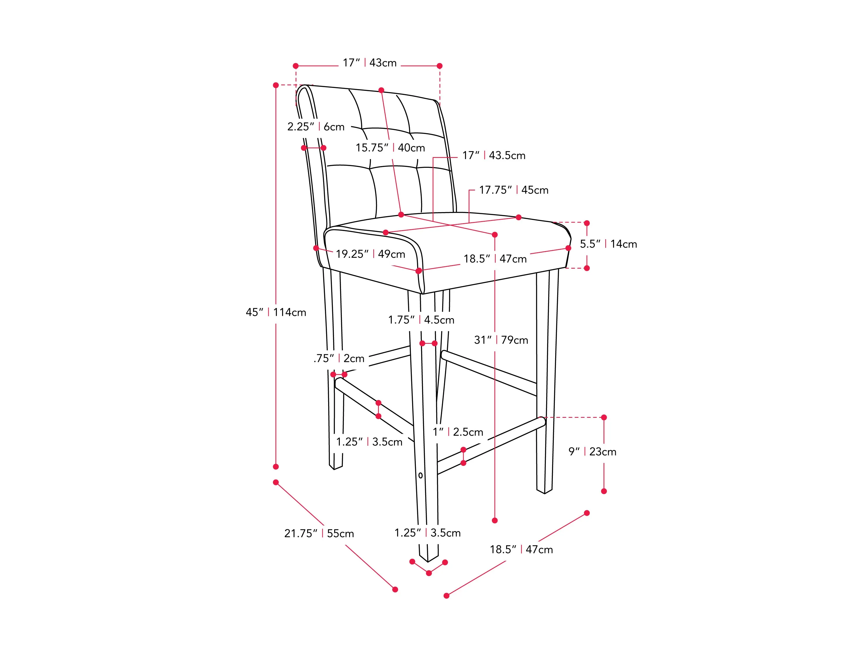 Warm White Vegan Leather Bar Height Stool