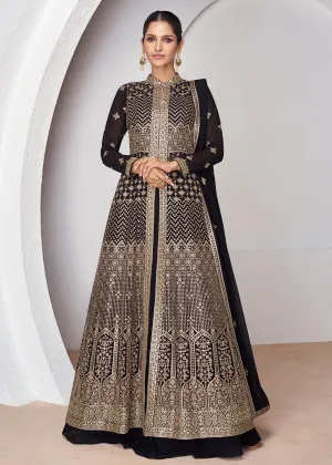 Wedding Wear Black Lehenga Skirt Anarkali Suit