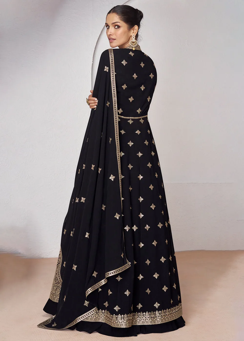 Wedding Wear Black Lehenga Skirt Anarkali Suit