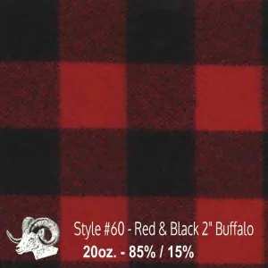 Wool Swatch - 60 - Red & Black 2” Buffalo